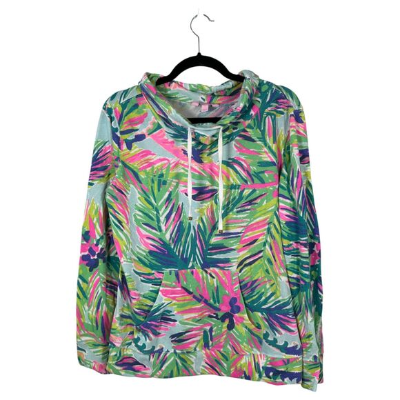 Lilly Pulitzer Island Time Hillary Pullover Terry Long Sleeve Mock Shirt Large - Picture 1 of 5